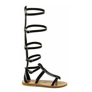 K Jacques Sz 39 Black Leather Gladiator Sandal Antonin Handmade $330 Retail